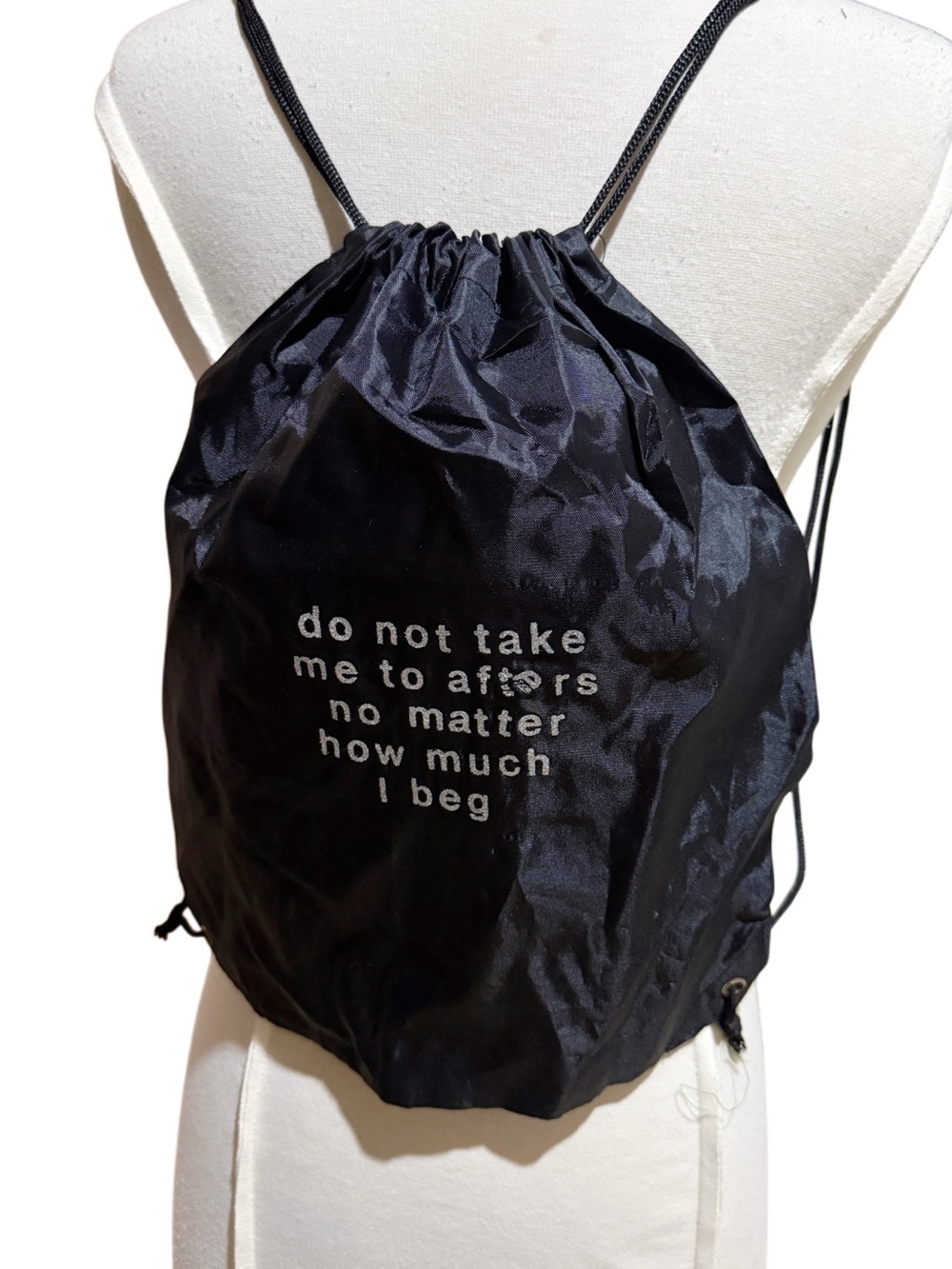 Brand new custom you are after party rave festival black drawstring backpack bag